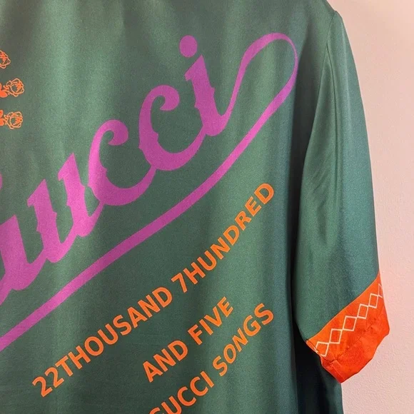 Gucci Dark Green and Vibrant Orange Casual Shirt - Picture 3 of 7